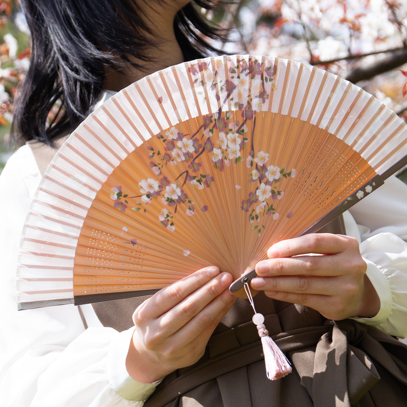扇子 姫桜 扇子セット モカベージュ イメージ画像