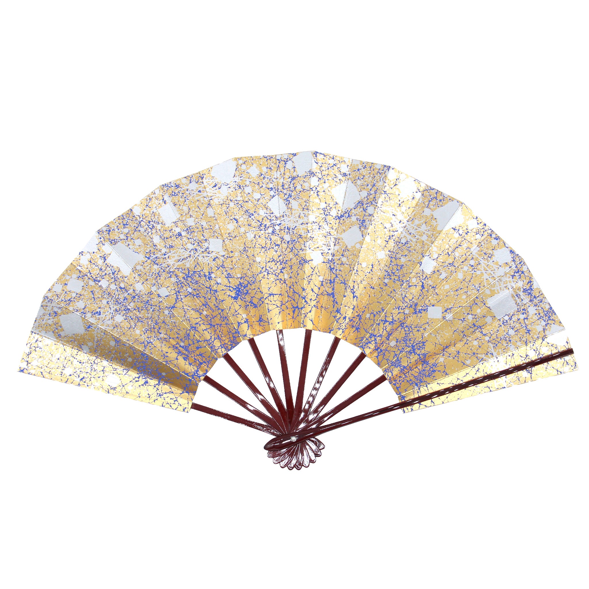 扇子　日本舞踊 舞扇子 日本舞踊 踊り用 紺・金・鹿の子 黒塗骨 京扇子 箱なし