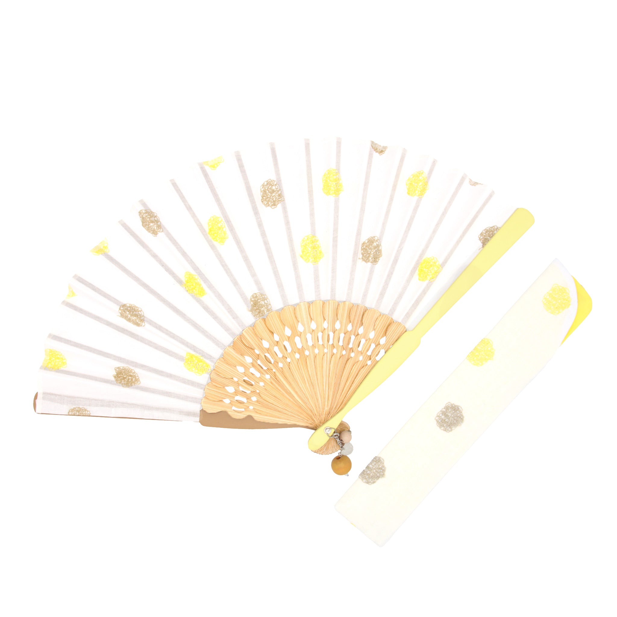 扇子 ポルカドット 扇子セット イエロー