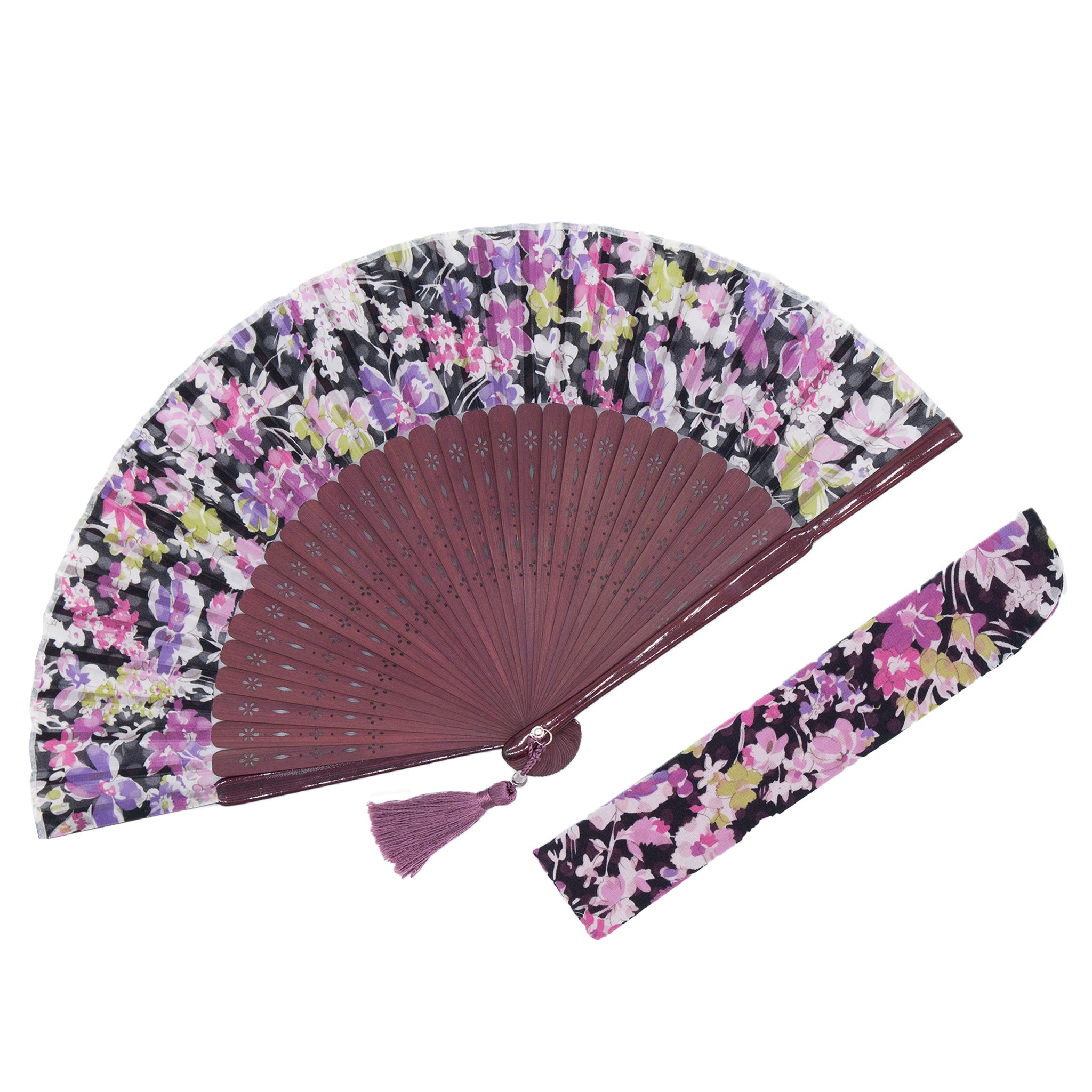 新品☆値下げ☆白竹堂 扇子 団扇 ブランド 花柄 可愛い ピンク 黒 
